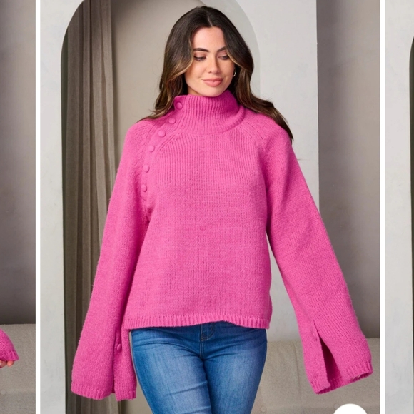 #62 WOMEN'S LONG BELL SLEEVE TURTLE NECK PULLOVER SWEATER! LIVE LISTING! - Picture 4 of 5